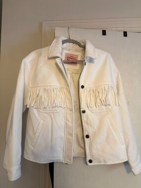 Levi's White Fringe Wool-Blend Jacket